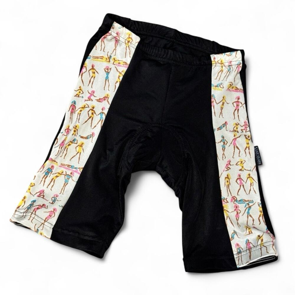 VTG Windskin Cycling Shorts Women Small* Black Dancing Ladies Nylon Lycra Padded